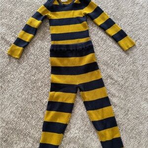 Striped Knit Two-Piece Set in Yellow & Navy